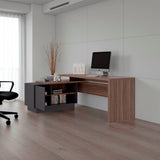Escritorio en L Office Avellana 179x71.2cm con Organizador de Libros sin Cajones - ESCRITORIOS | Bylmo