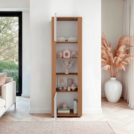 Estantería Tanalea Kronos y Fresno 56x185cm Rectangular con Cinco Compartimientos y Cuatro Entrepaños - BIBLIOTECAS Y ESTANTERIAS | Bylmo