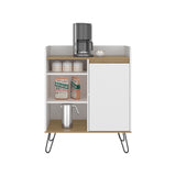 Estación de Café Espresso Fresno Europeo y Blanco 80x99.4cm con Tres Entrepaños y con Cinco Compartimientos - BARRAS Y MUEBLES AUXILIARES | Bylmo