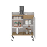 Estación de Café Espresso Fresno Europeo y Blanco 80x99.4cm con Tres Entrepaños y con Cinco Compartimientos - BARRAS Y MUEBLES AUXILIARES | Bylmo