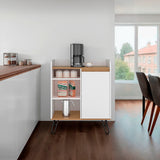 Estación de Café Espresso Fresno Europeo y Blanco 80x99.4cm con Tres Entrepaños y con Cinco Compartimientos - BARRAS Y MUEBLES AUXILIARES | Bylmo