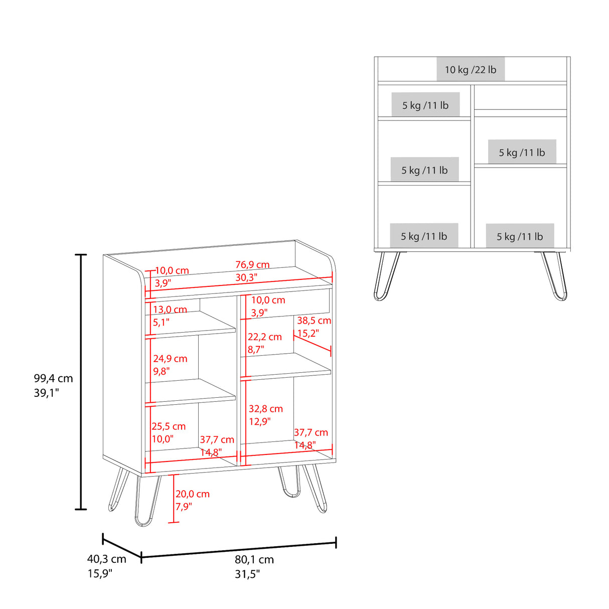 Estación de Café Espresso Fresno Europeo y Blanco 80x99.4cm con Tres Entrepaños y con Cinco Compartimientos - BARRAS Y MUEBLES AUXILIARES | Bylmo