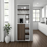 Estación de Café Carajillo Blanco Marquez y Nogal 60x180cm con Cuatro Entrepaños y con Diez Compartimientos - BARRAS Y MUEBLES AUXILIARES | Bylmo