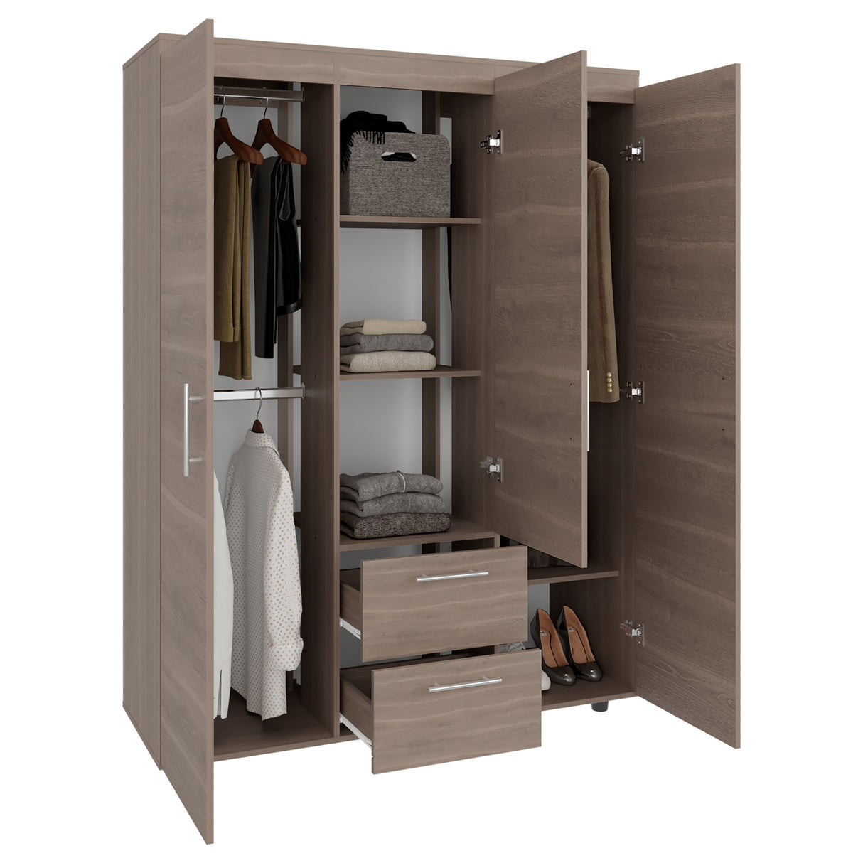 Closet Baru Lite Bardolino 135x180cm con Cinco Compartimientos y con Tres Puertas - CLOSETS | Bylmo