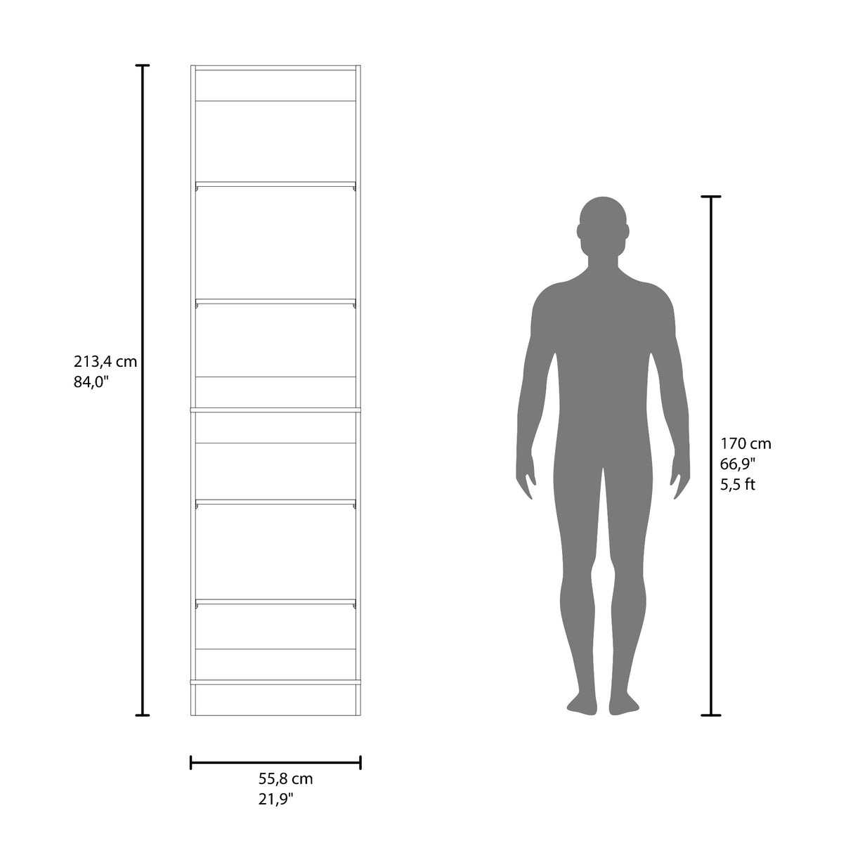 Closet Eco Kronos 55.8x213.4cm con Seis Compartimientos y sin Puertas - CLOSETS | Bylmo