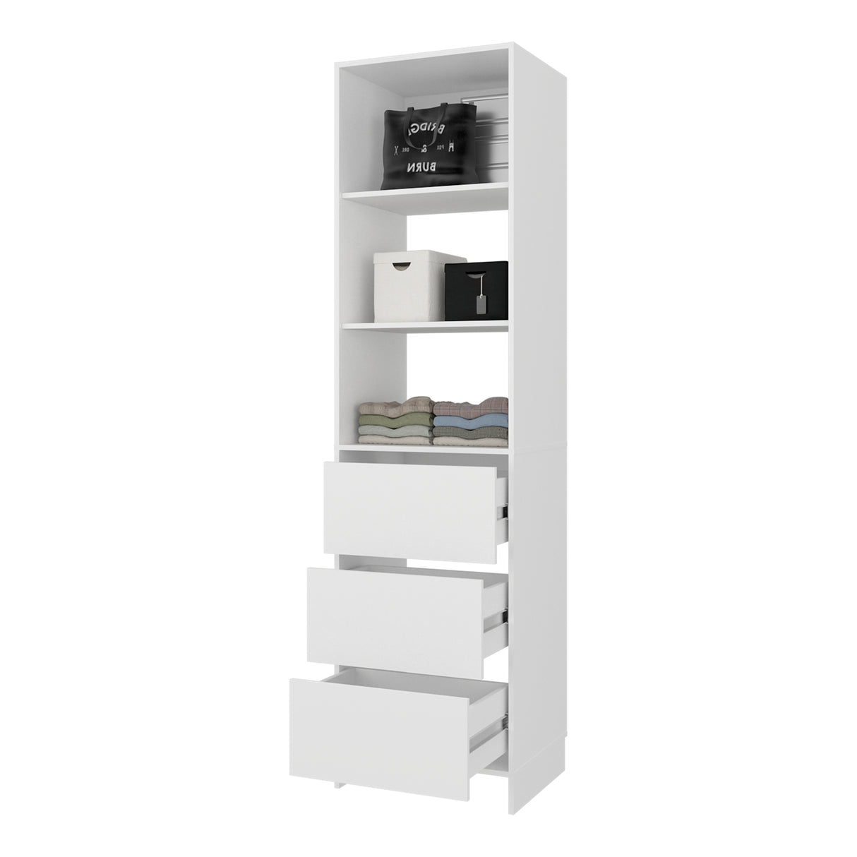Closet Eco Kronos 55.8x213.4cm con Dos Compartimientos y con Tres Cajones sin Puertas - CLOSETS | Bylmo