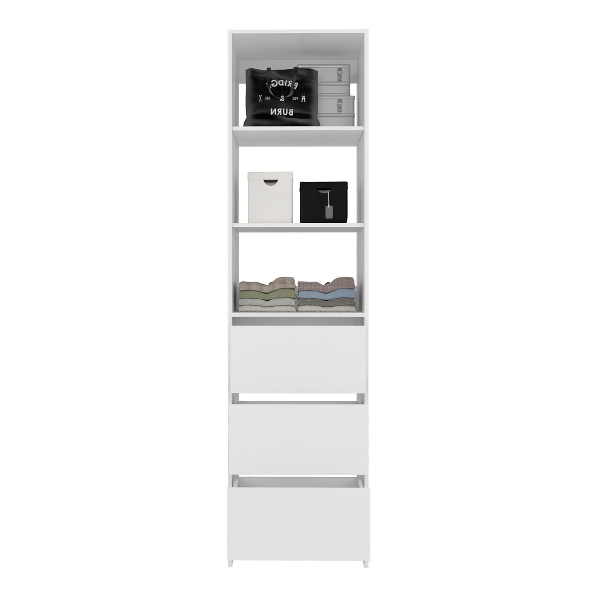 Closet Eco Kronos 55.8x213.4cm con Dos Compartimientos y con Tres Cajones sin Puertas - CLOSETS | Bylmo