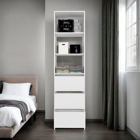 Closet Eco Kronos 55.8x213.4cm con Dos Compartimientos y con Tres Cajones sin Puertas - CLOSETS | Bylmo