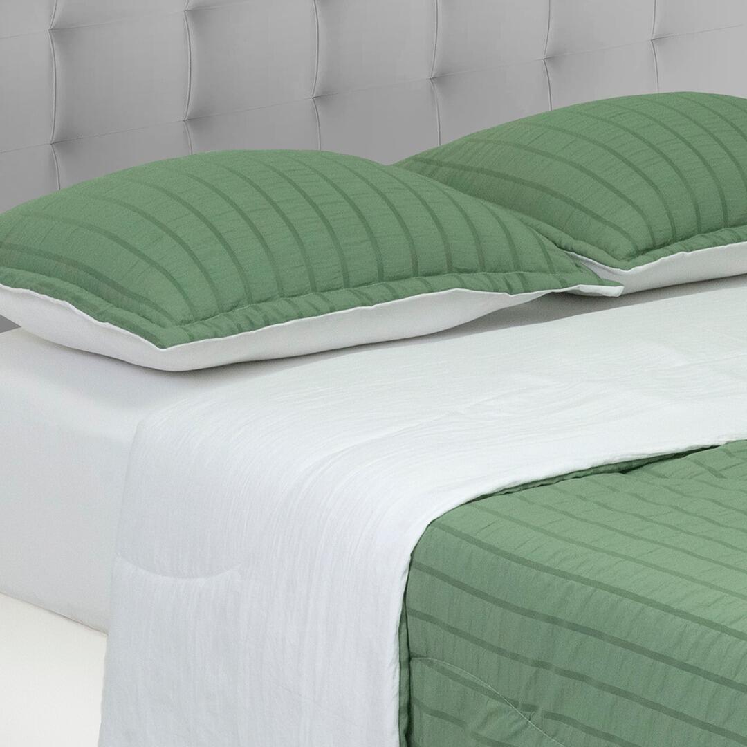 Combo Juego de Sabanas y Cortina Purity Verde para Cama Doble 140 X 190 Cm Fondo Entero - SABANAS | Bylmo