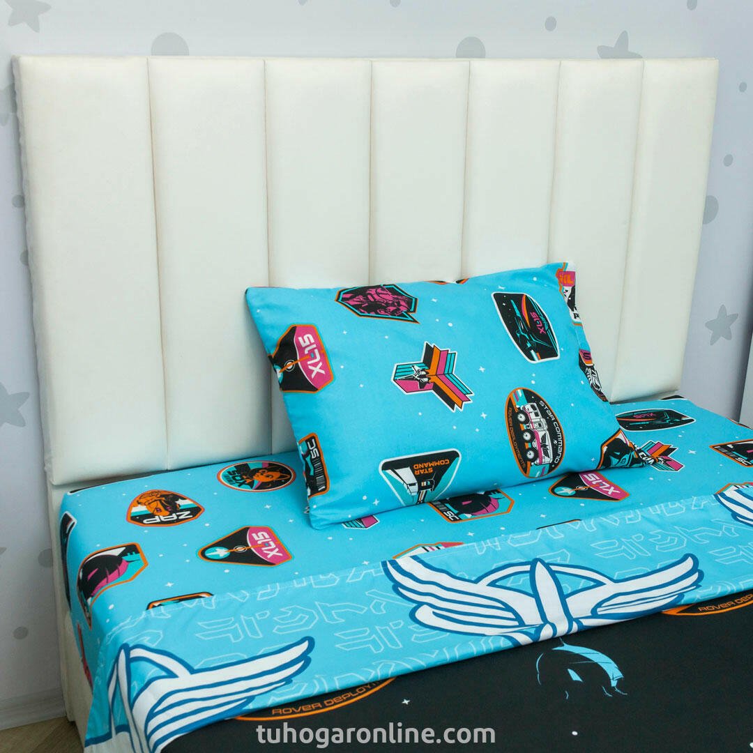 Combo Juego de Sabanas y Cortina Infantil Disney Negro y Azul para Cama Doble 140 X 190 Cm de Buzz Lightyear - SABANAS | Bylmo