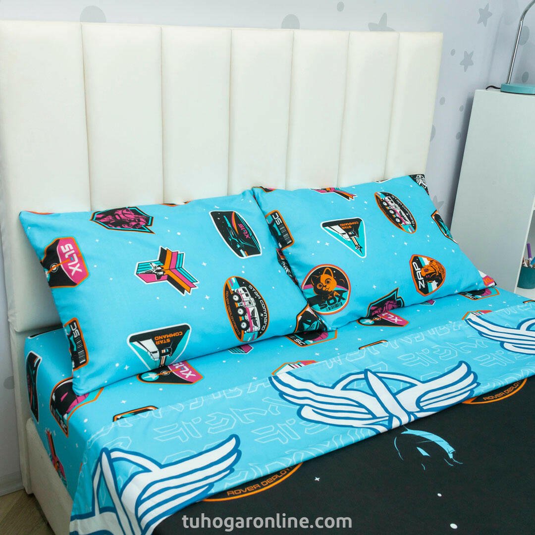 Juego de Sábanas Infantil Disney Negro y Azul para Cama Semidoble 120 X 190 Cm de Buzz Lightyear - SABANAS | Bylmo