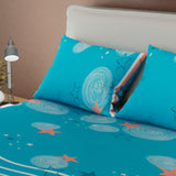 Combo Juego de Sabanas y Cortina Azul y Salmón para Cama Queen 160 X 190 Cm de Circulos Y Estrellas - SABANAS | Bylmo