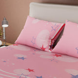 Combo Juego de Sabanas y Cortina Rosado Claro y Rosado Fuerte para Cama Queen 160 X 190 Cm de Estrellas - SABANAS | Bylmo