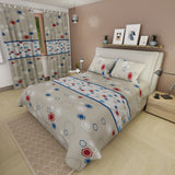 Combo Juego de Sabanas y Cortina mosaico Moderno Gris Oscuro y Azul Oscuro para Cama Queen 160 X 190 Cm de Hexagonos - SABANAS | Bylmo