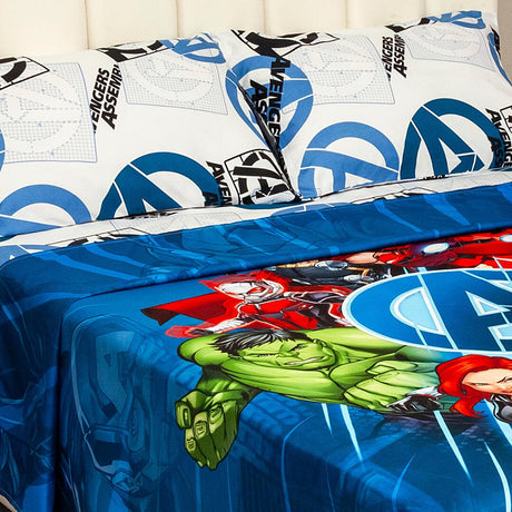 Juego de Sábanas Infantil Core Disney Azul Oscuro y Blanco para Cama Sencilla 100 X 190 Cm de Avengers - SABANAS | Bylmo