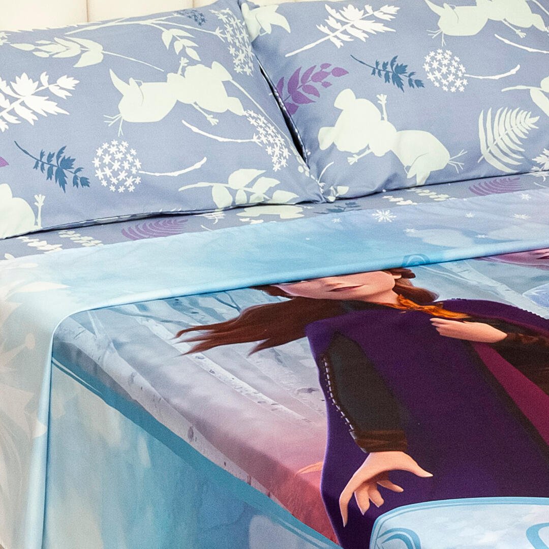 Juego de Sábanas Infantil Core Disney Azul Celeste para Cama Doble 140 X 190 Cm de Frozen - SABANAS | Bylmo