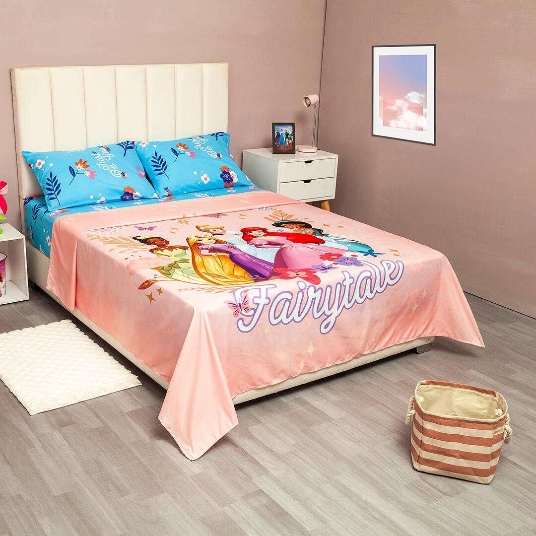 Juego de Sábanas Infantil Core Disney Rosado para Cama Doble 140 X 190 Cm de Princesas - SABANAS | Bylmo