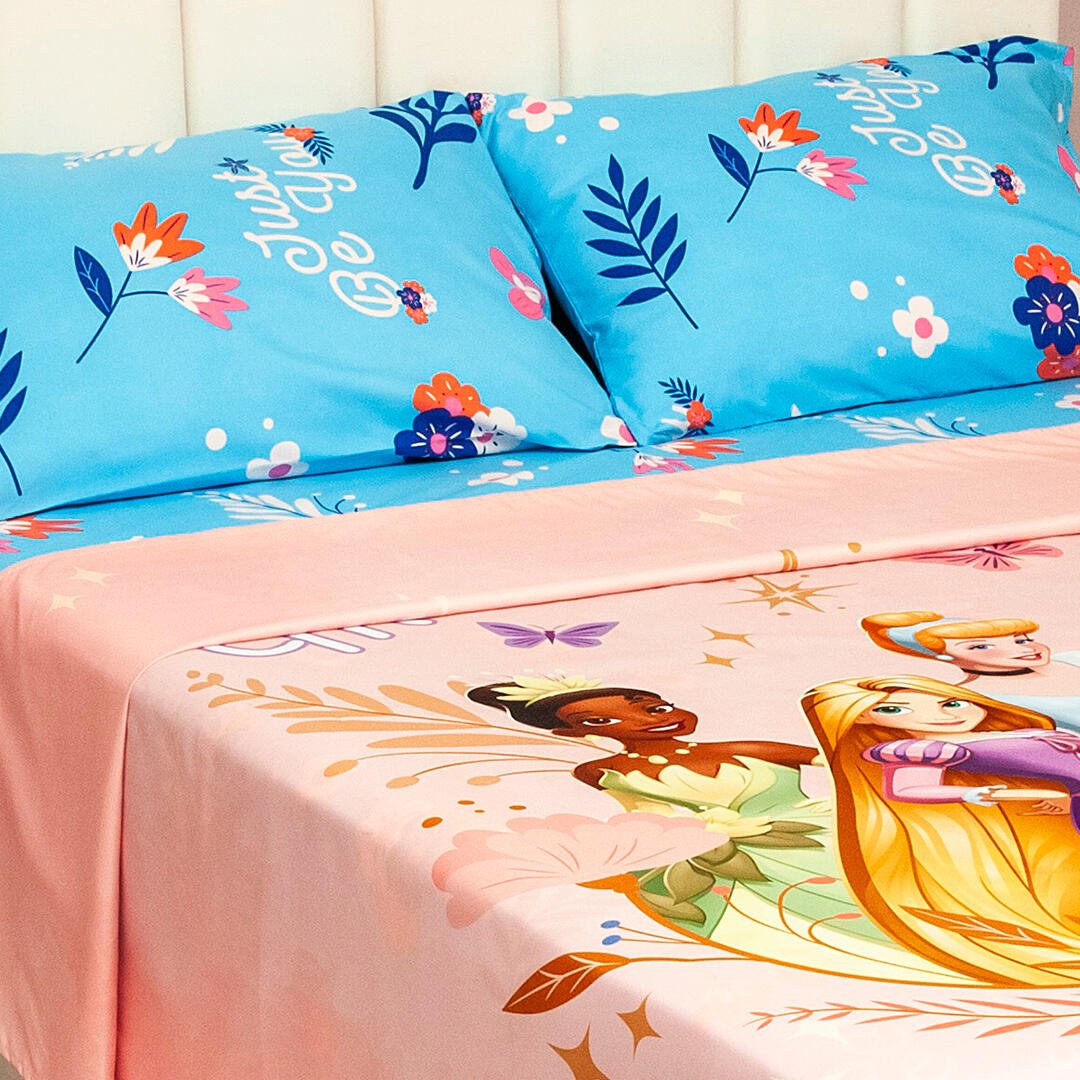 Juego de Sábanas Infantil Core Disney Rosado para Cama Sencilla 100 X 190 Cm de Princesas - SABANAS | Bylmo