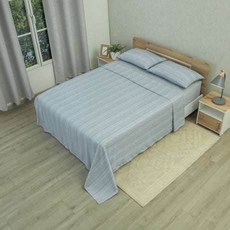 Juego de Sábanas Equilibrio Azul Boreal para Cama Queen 160 X 190 Cm Fondo Entero - SABANAS | Bylmo