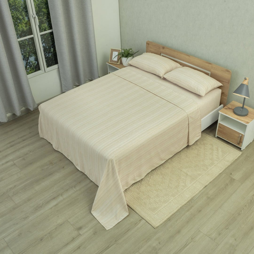 Juego de Sábanas Equilibrio Beige Claro para Cama King 200 X 200 Cm Fondo Entero - SABANAS | Bylmo