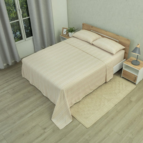 Juego de Sábanas Equilibrio Beige Claro para Cama King 200 X 200 Cm Fondo Entero - SABANAS | Bylmo