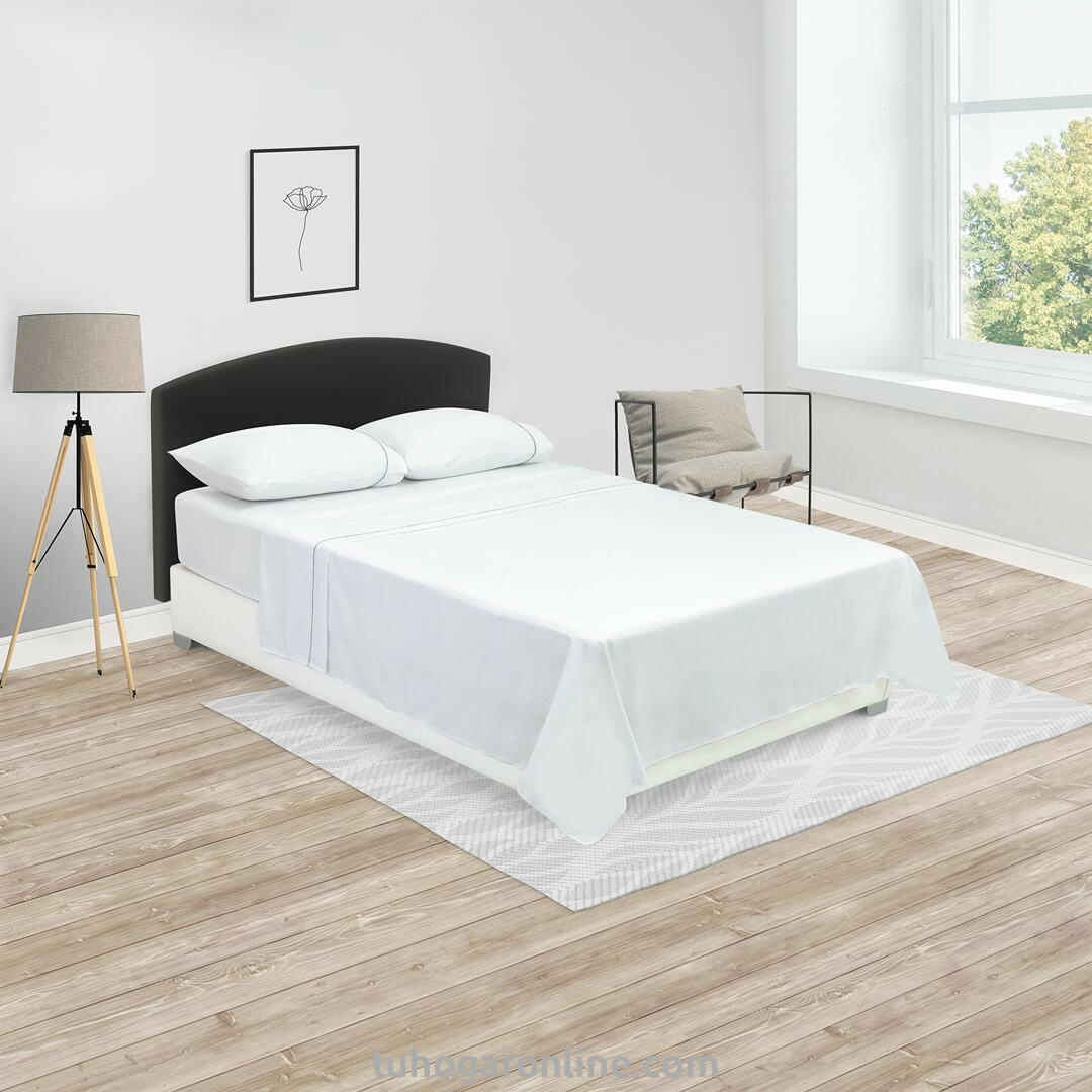 Juego de Sábanas Básica Blanco para Cama Queen 160 X 190 Cm 800 Hilos Fondo Entero - SABANAS | Bylmo