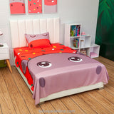 Sábana Infantil Zoo Naranja y Morado para Cama Doble 140 X 190 Cm de Hipopotamo - SABANAS | Bylmo