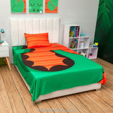 Sábana Infantil Zoo Naranja y Verde para Cama Doble 140 X 190 Cm de Cocodrilo - SABANAS | Bylmo