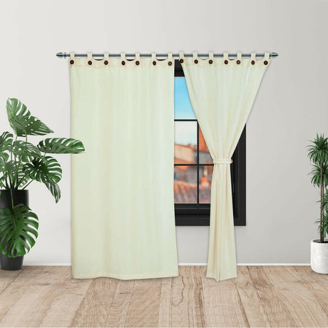 Cortina Ramia Ancestral Beige 220x270cm Fondo Entero - CORTINAS TRADICIONALES | Bylmo