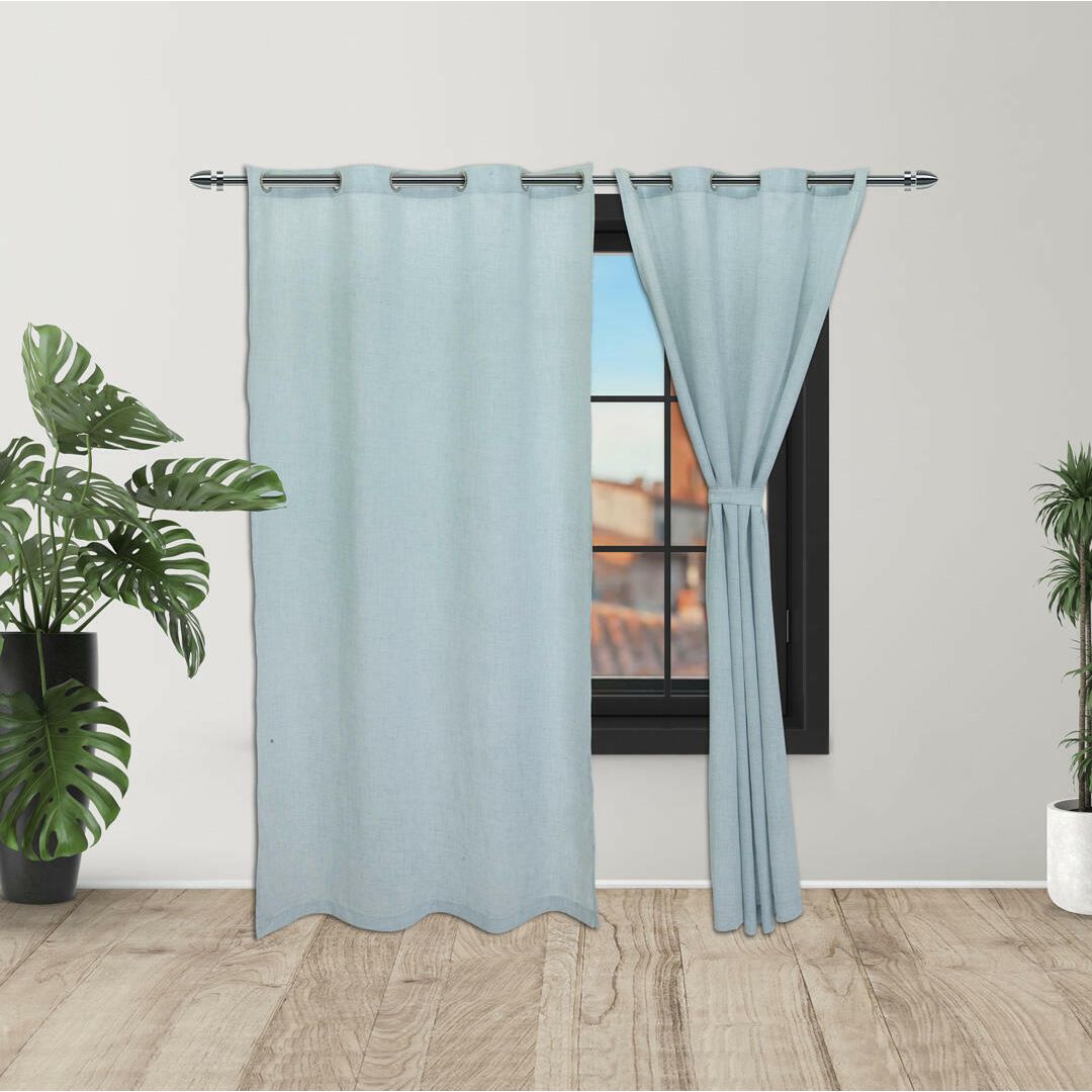 Cortina Lino Azul 220x270cm Fondo Entero - CORTINAS TRADICIONALES | Bylmo