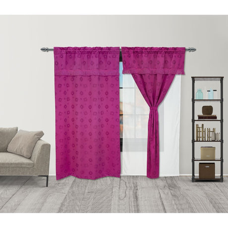 Cortina con Velo Fleco Fucsia 220x270cm de Figuras - CORTINAS TRADICIONALES | Bylmo