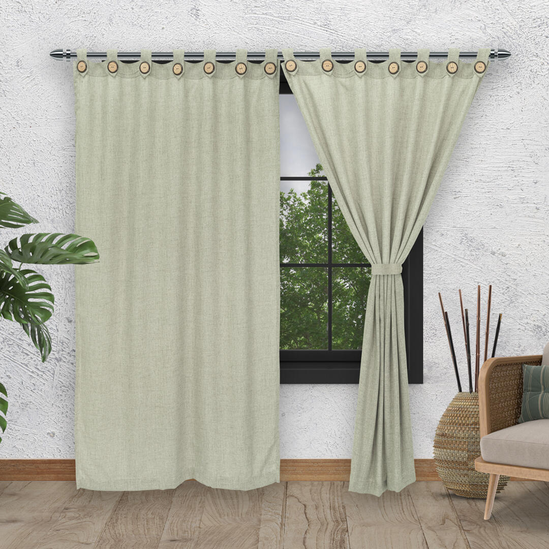 Cortina Arpillera Ancestral Café 220x270cm de Figuras - CORTINAS TRADICIONALES | Bylmo