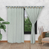 Cortina Arpillera Ancestral Gris 220x270cm de Figuras - CORTINAS TRADICIONALES | Bylmo