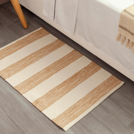 Tapete Beige Claro y Beige 60x91cm para Dormitorio de Lineas - TAPETES Y ALFOMBRAS | Bylmo