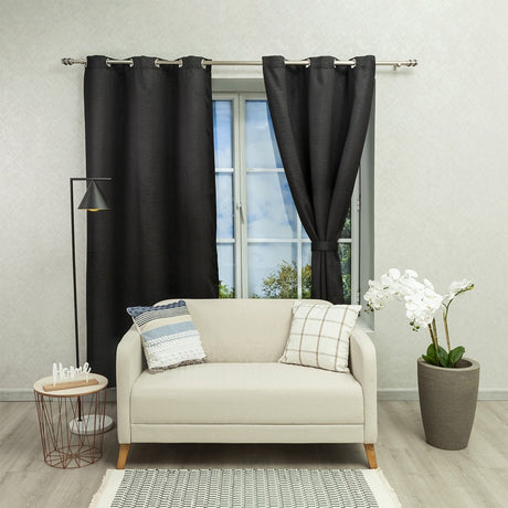Cortina Blackout Baltica Negro 260x220cm Fondo Entero - BLACKOUTS | Bylmo
