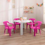 Combo Mesa Infantil Rimax Gris y Fucsia 70.7x50.7cm Cuadrado con Cuatro Sillas - MESAS AUXILIARES | Bylmo