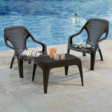 Combo Mesa de Centro Exterior Rimax Wengue 67.6x42.5cm Rectangular con Dos Sillas Playeras - MESAS DE EXTERIOR | Bylmo