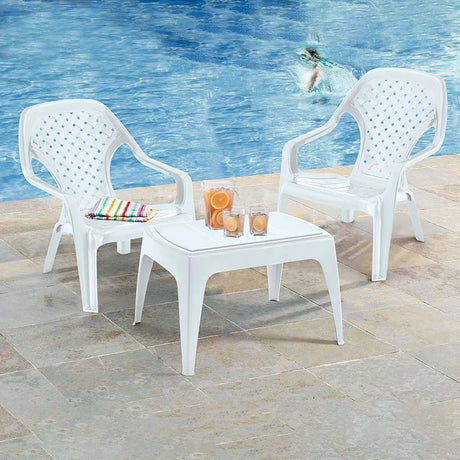 Combo Playero Rimax Blanco 69x46.7cm con Dos Camas Asoleadoras Dos Sillas Playeras y Una Mesa de Centro - SILLAS DE EXTERIOR | Bylmo