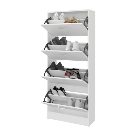 Zapatero Inola Blanco 63x175cm Vertical de Cuatro Niveles con Cuatro Puertas - ZAPATEROS | Bylmo