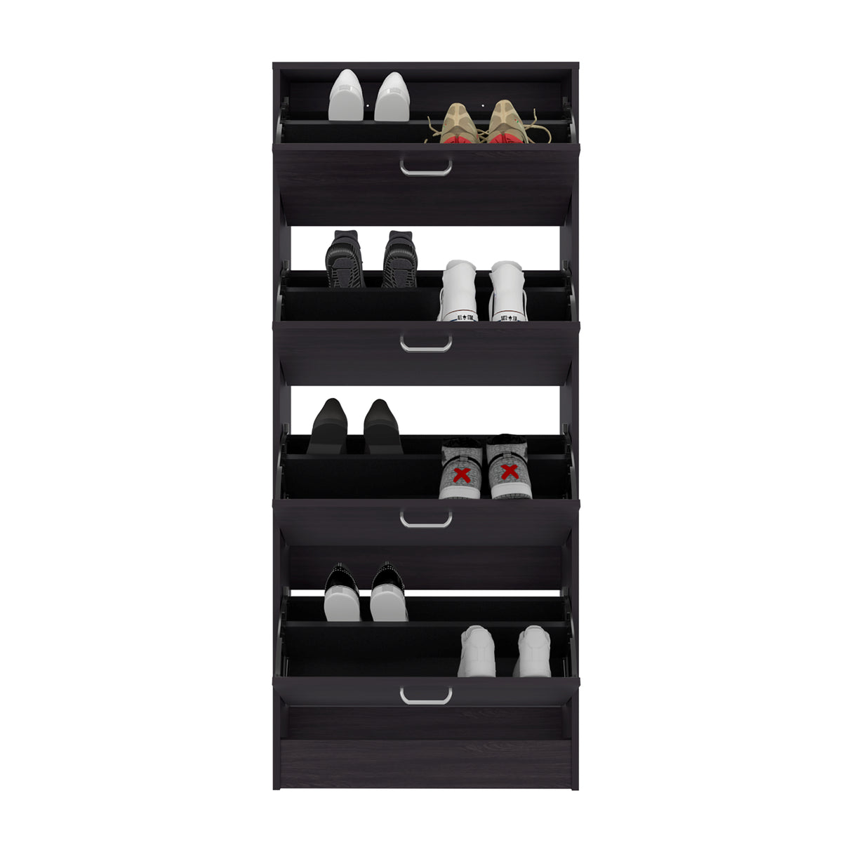 Zapatero Inola Wengue 63x175cm Vertical de Cuatro Niveles con Cuatro Puertas - ZAPATEROS | Bylmo