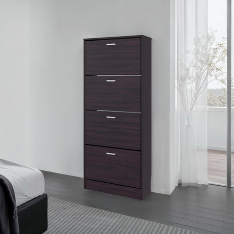 Zapatero Inola Wengue 63x175cm Vertical de Cuatro Niveles con Cuatro Puertas - ZAPATEROS | Bylmo