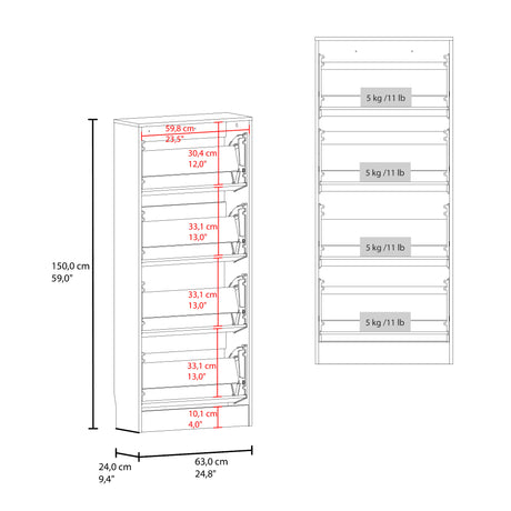 Zapatero Inola Wengue 63x175cm Vertical de Cuatro Niveles con Cuatro Puertas - ZAPATEROS | Bylmo