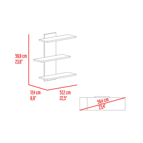 Repisa para Baños Flotante Borboleta Fresno Europeo 57.2x59.9cm con Tres Entrepaños - OTROS MUEBLES PARA BANHO | Bylmo