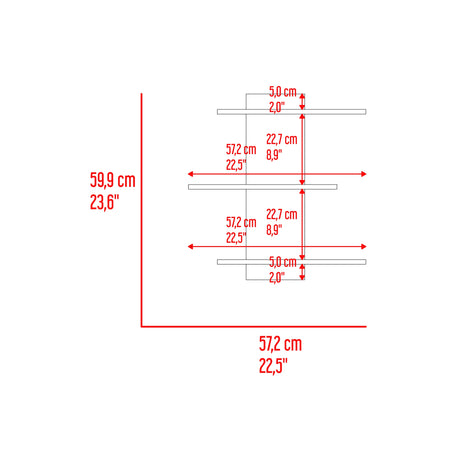 Repisa para Baños Flotante Borboleta Fresno Europeo 57.2x59.9cm con Tres Entrepaños - OTROS MUEBLES PARA BANHO | Bylmo