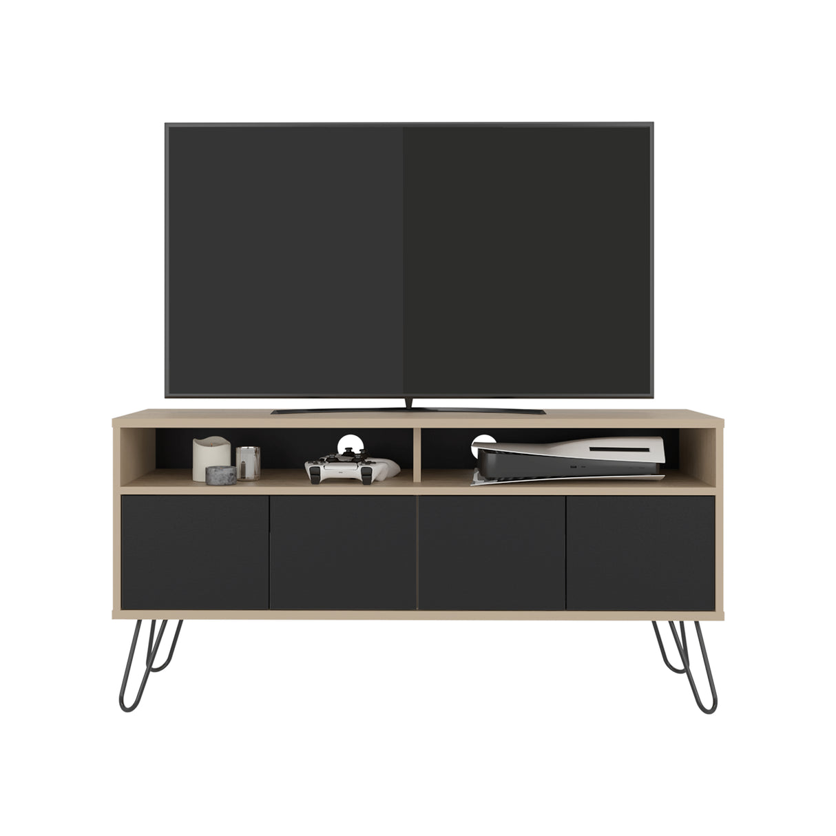 Rack de TV Vassel Cartagena y Wengue 123.5x60.6cm Para TV Hasta 55" Pulgadaas con Cuatro Compartimientos y con Ranura para Cables - MUEBLES DE TV | Bylmo