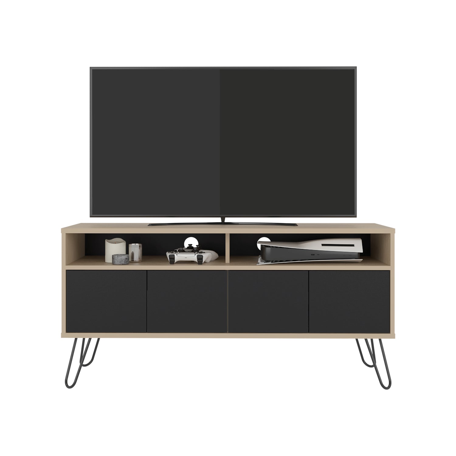 Rack de TV Vassel Cartagena y Wengue 123.5x60.6cm Para TV Hasta 55" Pulgadaas con Cuatro Compartimientos y con Ranura para Cables - MUEBLES DE TV | Bylmo