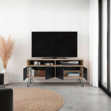 Rack de TV Vassel Cartagena y Wengue 123.5x60.6cm Para TV Hasta 55" Pulgadaas con Cuatro Compartimientos y con Ranura para Cables - MUEBLES DE TV | Bylmo