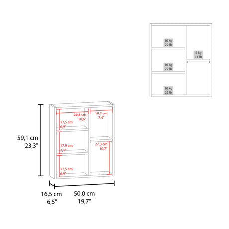 Gabinete de Baño Tiuna Blanco 50x59.1cm Rectangular con Dos Puertas con Tres Entrepaños y con Espejo - GABINETES DE BANHO | Bylmo
