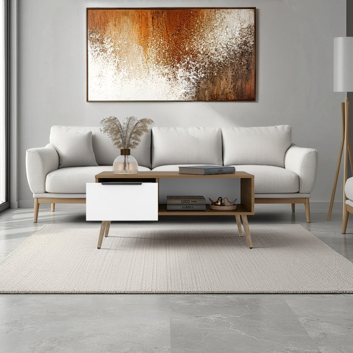 Mesa de Centro Wenden Blanco 90.5x42.5cm Rectangular con Compartimiento - MESAS DE CENTRO | Bylmo