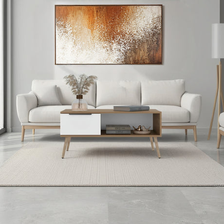 Mesa de Centro Wenden Blanco 90.5x42.5cm Rectangular con Compartimiento - MESAS DE CENTRO | Bylmo